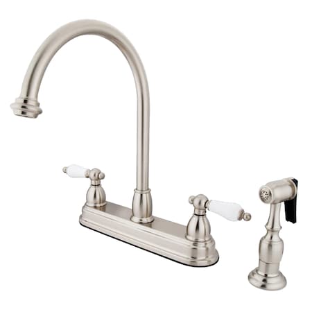 Kingston Brass Restoration Centerset Kitchen Faucet, Brushed Nickel KB3758PLBS